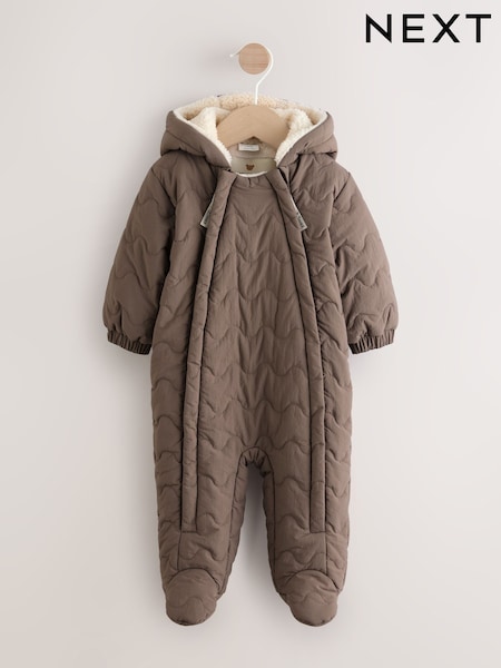 Brown Hooded Nylon Baby All-In-One (0-18mths) (F00008) | £26 - £28