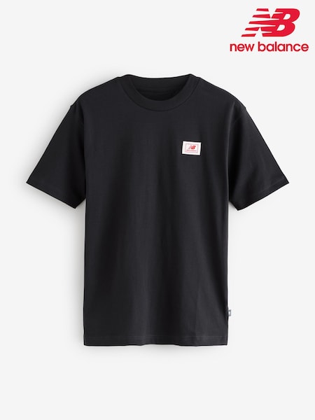 New Balance Black Mens Woven Label Backprint T-Shirt (F00242) | £25