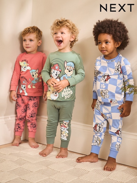 Green/Blue/Red Paw Patrol License Snuggle Pyjamas 3 Pack (9mths-9yrs) (F00368) | £34 - £40