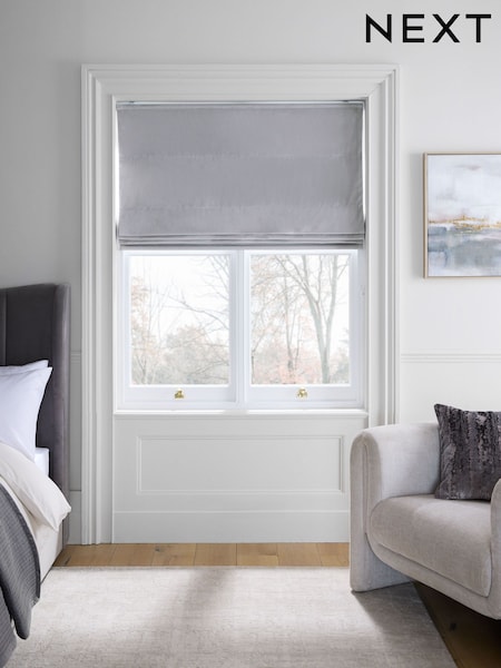 Grey Ready Made Blackout Matte Velvet Roman Blinds (F00387) | £40 - £100