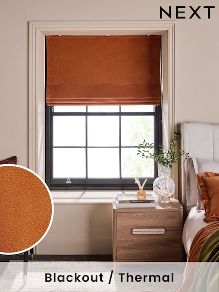Orange Ready Made Blackout Matte Velvet Roman Blind (F00391) | £40 - £100