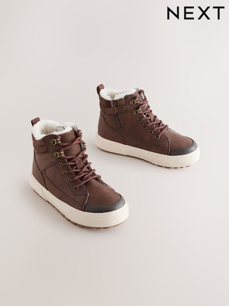 Chocolate Brown Wide Fit (G) Warm Lined High Top Boots (F00440) | £26 - £30