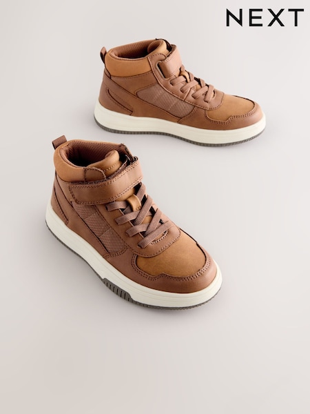 Tan Brown Standard Fit (F) High Top Trainers (F00441) | £25 - £32