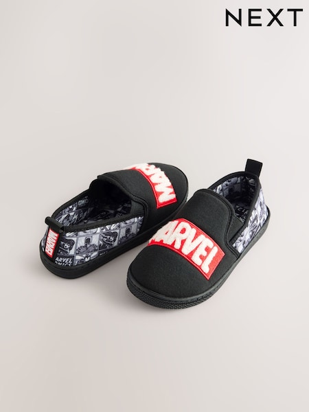 Grey/Black Marvel Cupsole Slippers (F00496) | £17 - £19