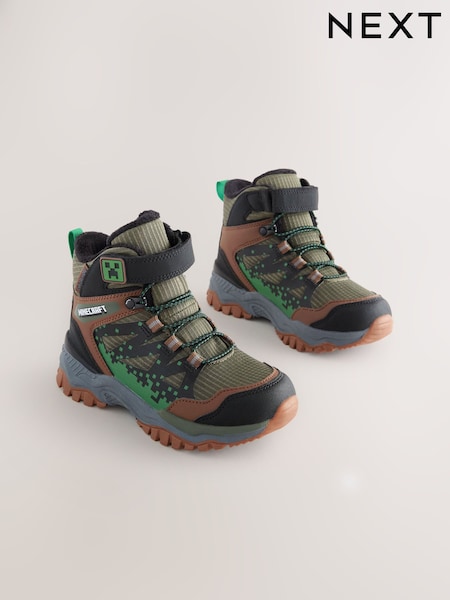 Khaki Green Minecraft Waterproof Walking Boots (F00516) | £44 - £51
