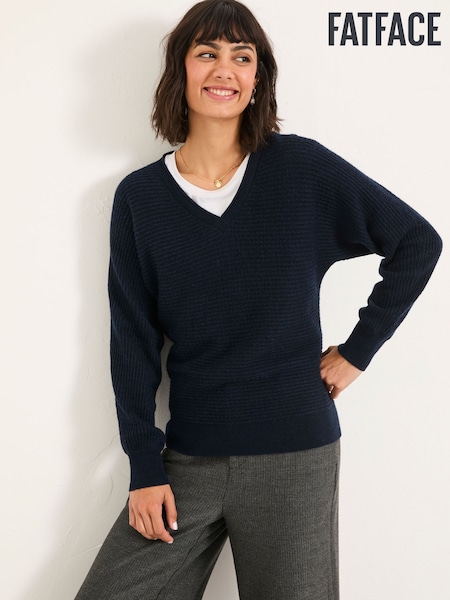 FatFace Bella Dark Navy Batwing Knitted Jumper (F00543) | £52