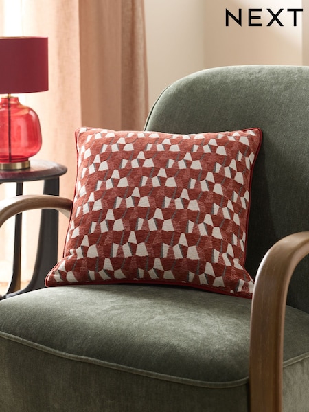 Red 43 x 43cm Oscar Geo Cushion (F00588) | £14