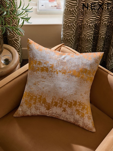 Ochre Yellow 59 x 59cm Abstract Jacquard Cushion (F00594) | £16