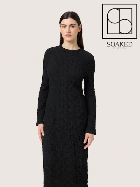 Soaked in Luxury SLDauphine Long Sleeves Black Midi Dress (F00617) | £85