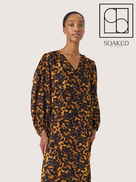 Soaked in Luxury SLGunvy Leopard Print V-Neck Knee-length Printed Dress (F00640) | £100
