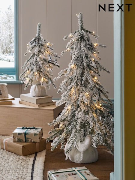 White Snowy Downswept Set of 2  Pre Lit Christmas Tree (F00672) | £60