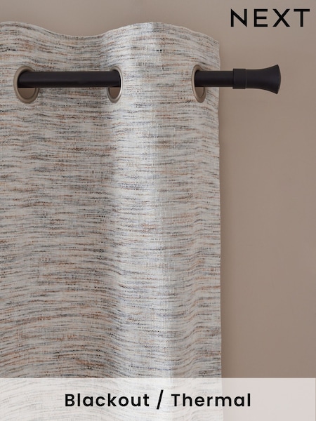 Natural Multi Chenille Blackout/Thermal Eyelet Curtains (F00774) | £80 - £160