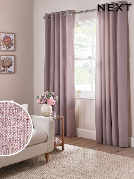 Pink Soft Marl Lined Eyelet Curtains (F00777) | £0