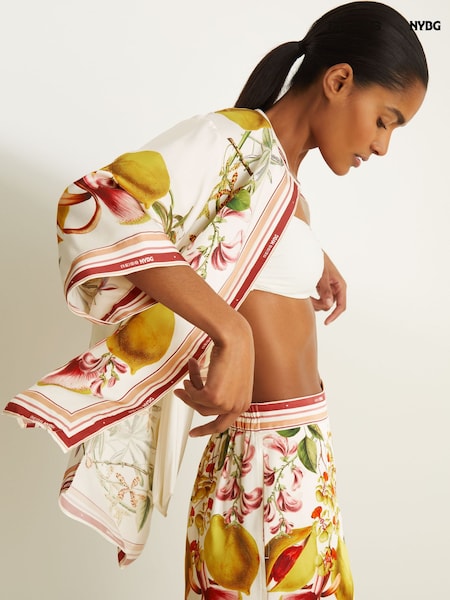 Reiss Ivory Winona Reiss | NYBG Satin Floral-Print Shirt (F00784) | £158
