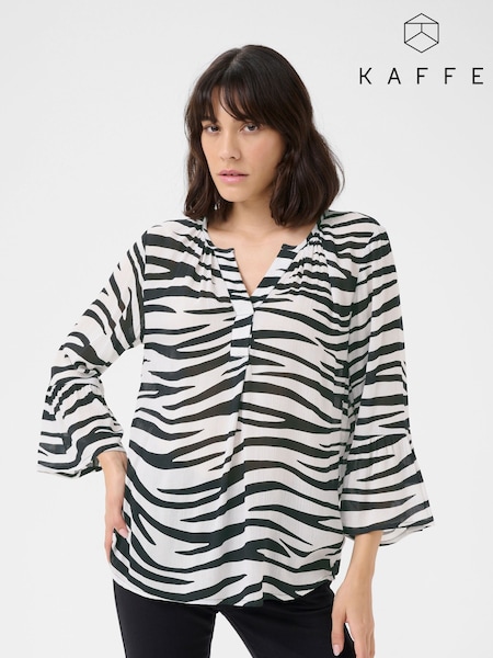 Kaffe KAlea 3/4 Sleeve Ruffle Printed Blouse (F00821) | £45