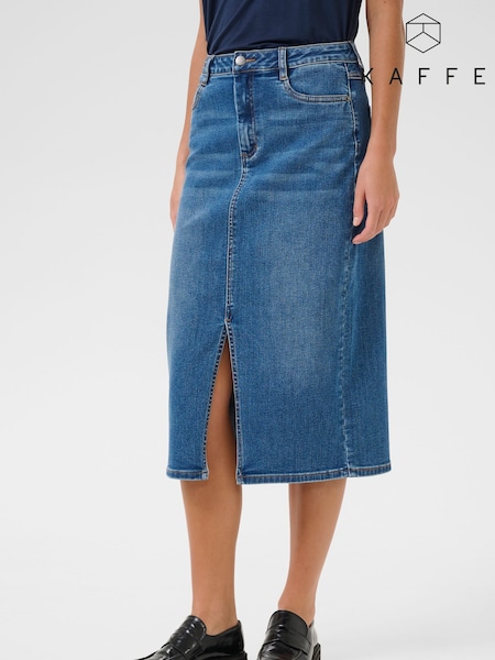 Kaffe Blue KAsinem Denim High Waist Midi Skirt (F00843) | £75