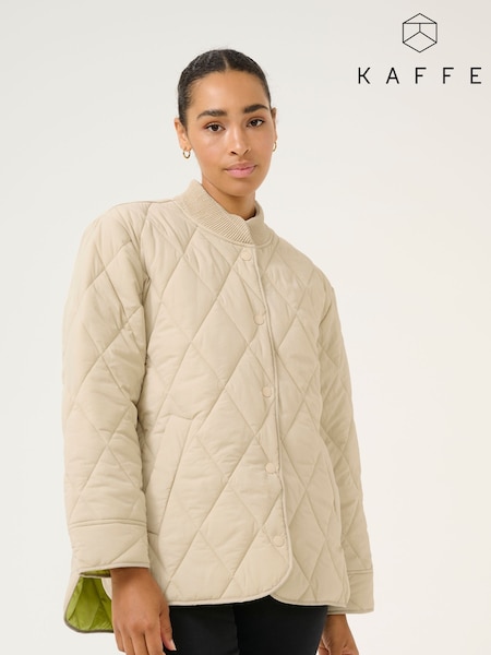 Kaffe Grey KAlorena Quilted Button Boxy Fit Jacket (F00848) | £90