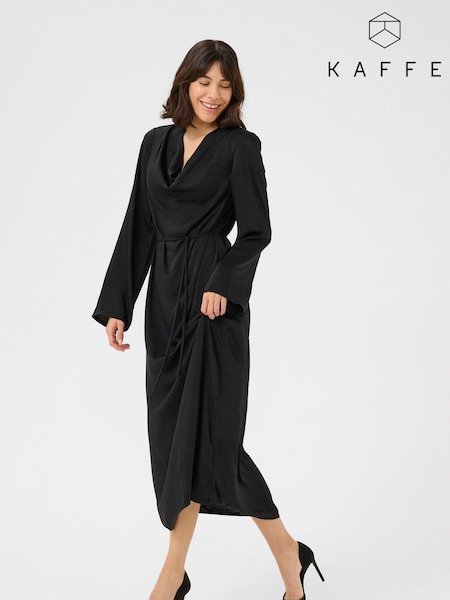Kaffe KAariel Cowl Neck Long Sleeve Black Dress (F00893) | £65