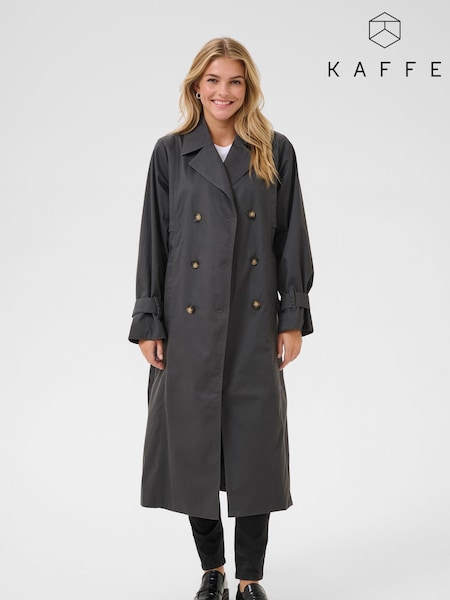 Kaffe Grey KApatricia Double Breasted Trench Coat (F00906) | £119
