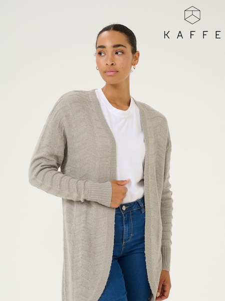 Kaffe Grey KAemria Long Open Front Cardigan (F00927) | £40