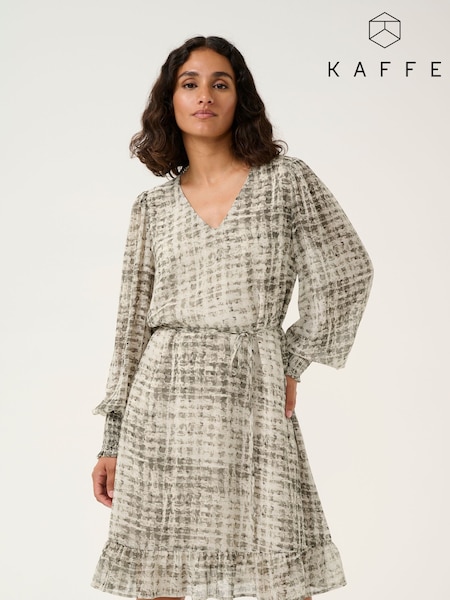 Kaffe Grey KAtrinike V-Neck Long Sleeve Dress (F00942) | £80