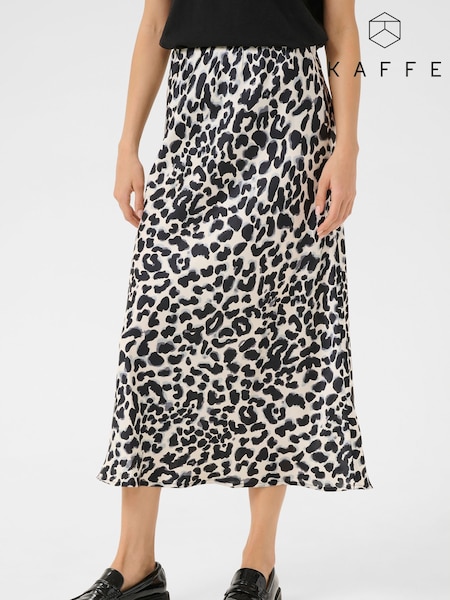 Kaffe KAjune Leopard Print Sateen Midi Skirt (F00971) | £45