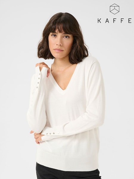 Kaffe Lizza V-Neck Buttoned Cuffs Jumper (F00973) | £50