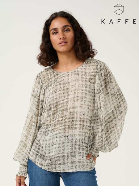 Kaffe Grey KAtrinike Round Neck Long Sleeve Blouse (F00981) | £50