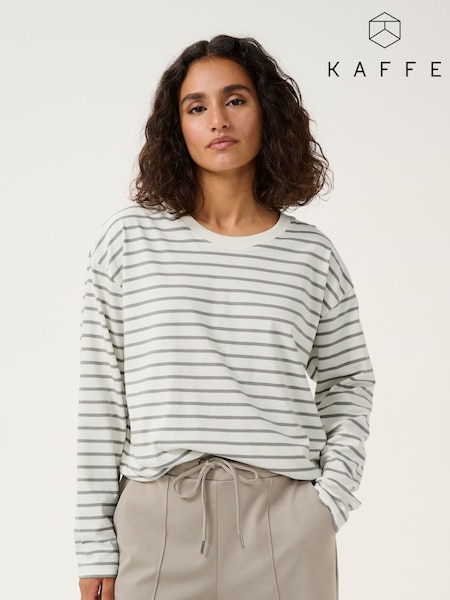 Kaffe Kawinny Long Sleeve Crew Neck White T-Shirt (F01127) | £35