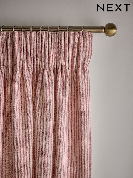 Pink Brushed Stripe Pencil Pleat Lined Curtains (F01135) | £55 - £130