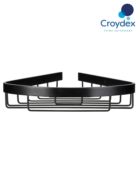 CROYDEX Black Corner Aluminium Shower Wall Basket (F01183) | £59