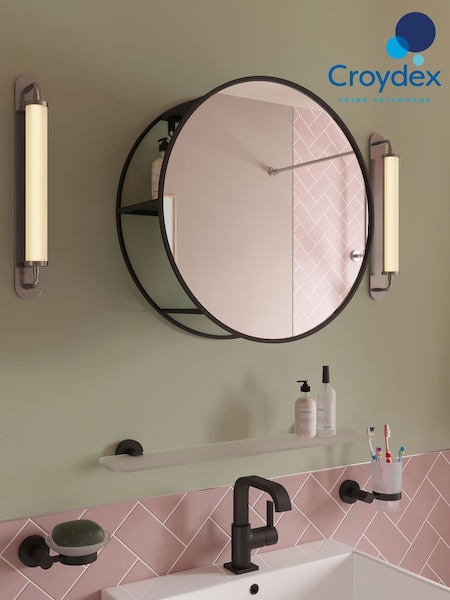 CROYDEX Black Circular Mirrored Shelf (F01188) | £176