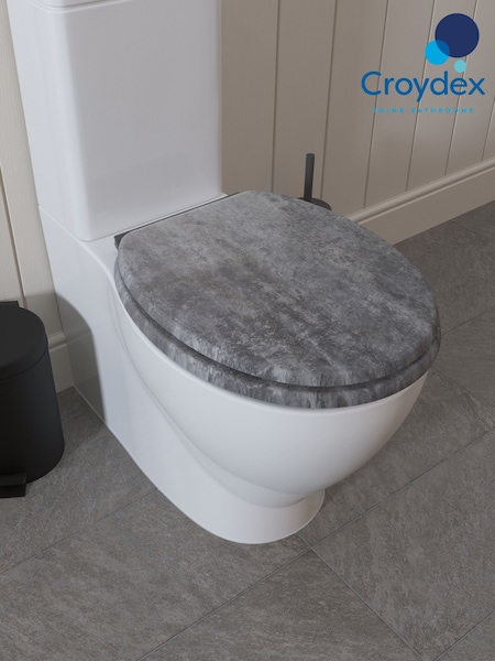 CROYDEX Grey Cumbrian Slate Flexi Fix Toilet Seat (F01189) | £91