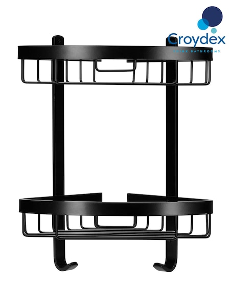 CROYDEX Black 2 Tier Corner Aluminium Shower Wall Basket (F01194) | £100