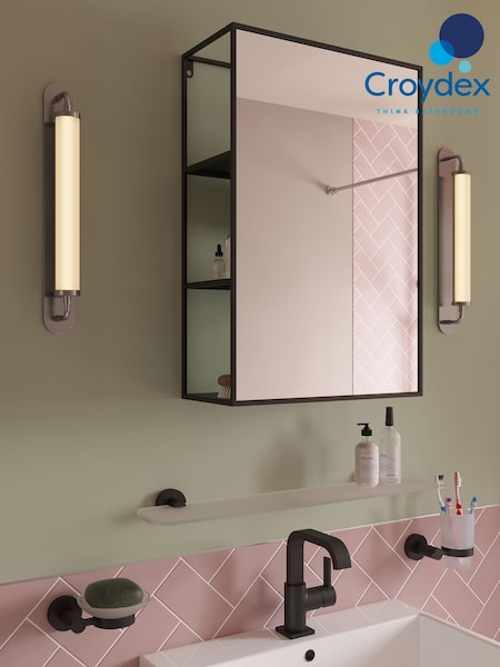 CROYDEX Black Rectangular Mirrored Shelf (F01195) | £132