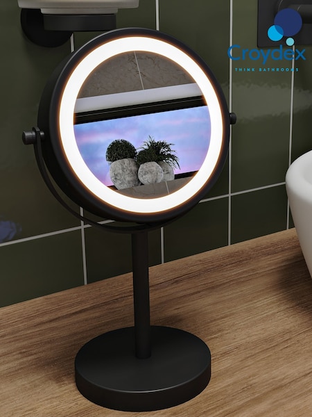 CROYDEX Black LED Illuminated Cosmetic Mirror (F01197) | £49