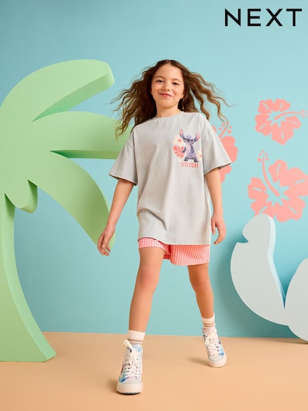 Light Blue Oversized 100% Cotton Disney Lilo and Stitch License T-Shirt (3-16yrs) (F01262) | £15 - £20