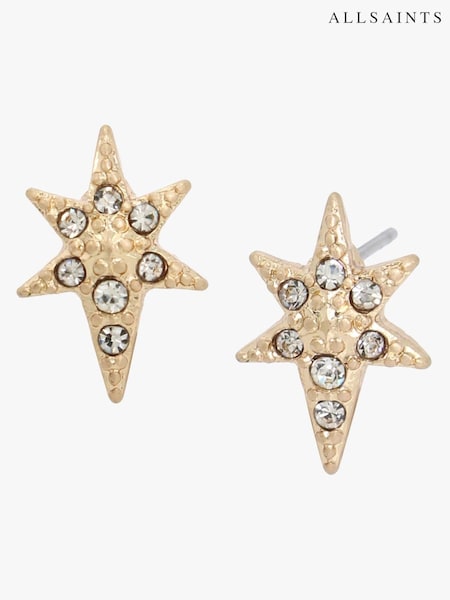 AllSaints Gold Tone Starburst Stud Earrings (F01394) | £25