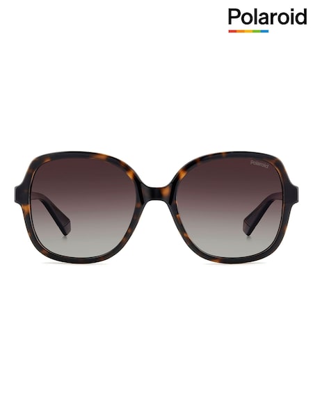 Polaroid Brown Square Sunglasses With Jewel Embellishment (F01442) | £65