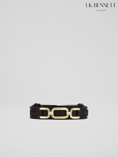LK Bennett Black Frankie Leather Oloid Snaffle Belt (F01456) | £99