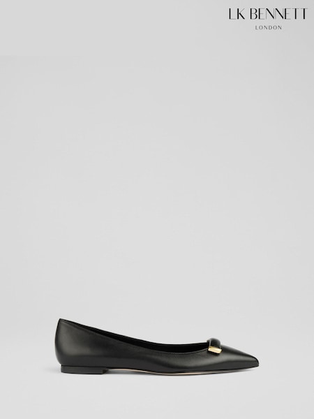 LK Bennett Black Blair Nappa Leather Bar Trim Flats (F01499) | £229