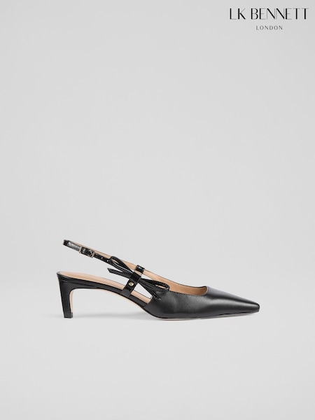 LK Bennett Black Marilyn Nappa Leather Stud Mini Bow (F01509) | £299