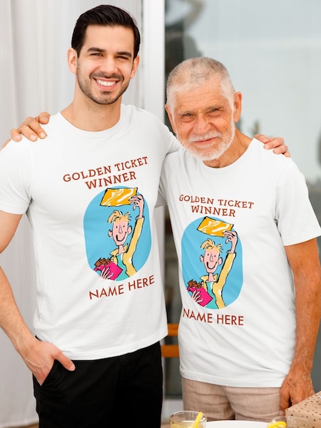 Star Editions 100% Cotton Charlie And The Golden Ticket Roald Dahl Personalised T-Shirt (F02006) | £20