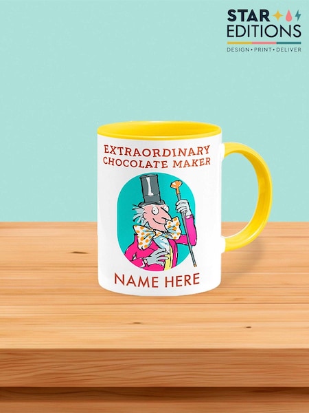 Willy Wonka, Roald Dahl Personalised Coloured Mug by Star Editions (F02018) | £15