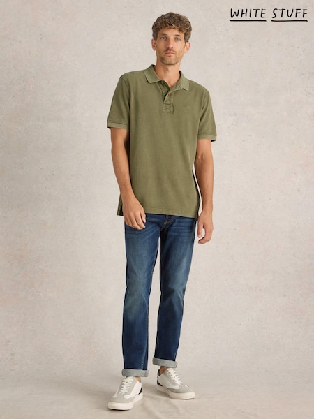 White Stuff Green Utility 100% Cotton Polo Shirt (F02061) | £35