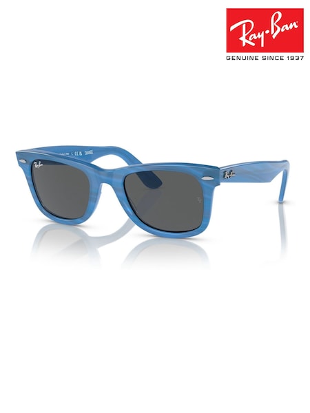 Ray Ban Blue Wayfarer Square Sunglasses (F02112) | £202