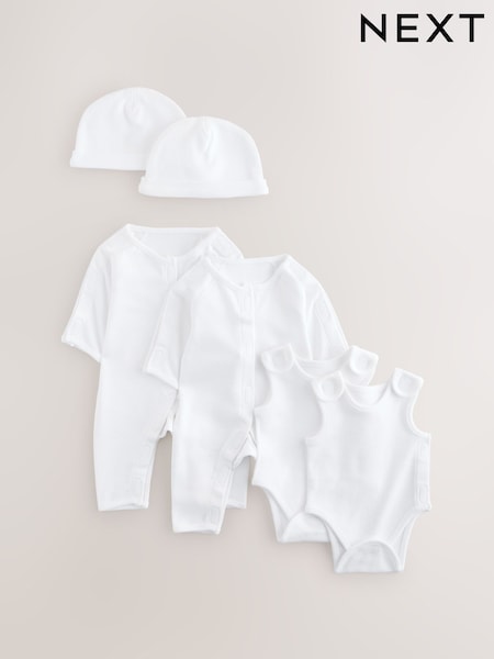 White Baby Premature Sleepsuit 6 Piece Set (0-0mths) (F02207) | £20