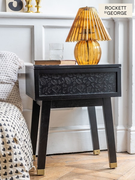 Rockett St George Black Leopard Print Bedside Table (F02211) | £299