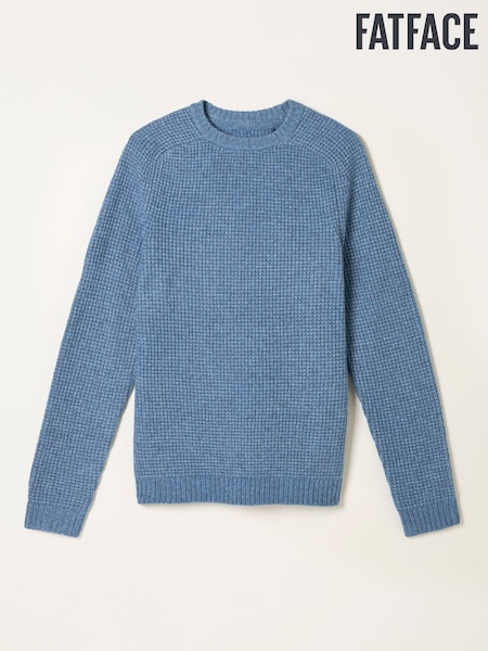 FatFace Calder Light Vintage Blue Crew Neck Knitted Jumper (F02213) | £55