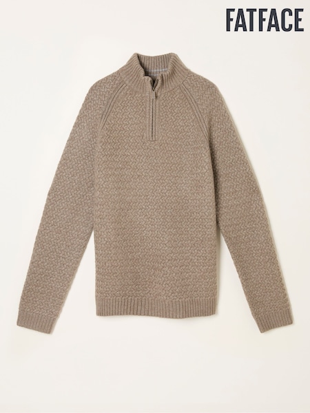 FatFace Calder Dark Natural Half Neck Knitted Jumper (F02214) | £65